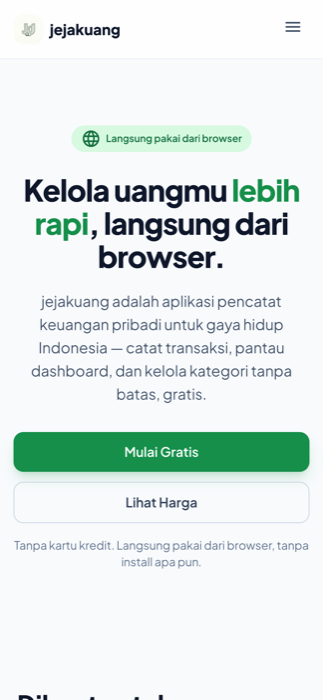 Tampilan beranda — mobile